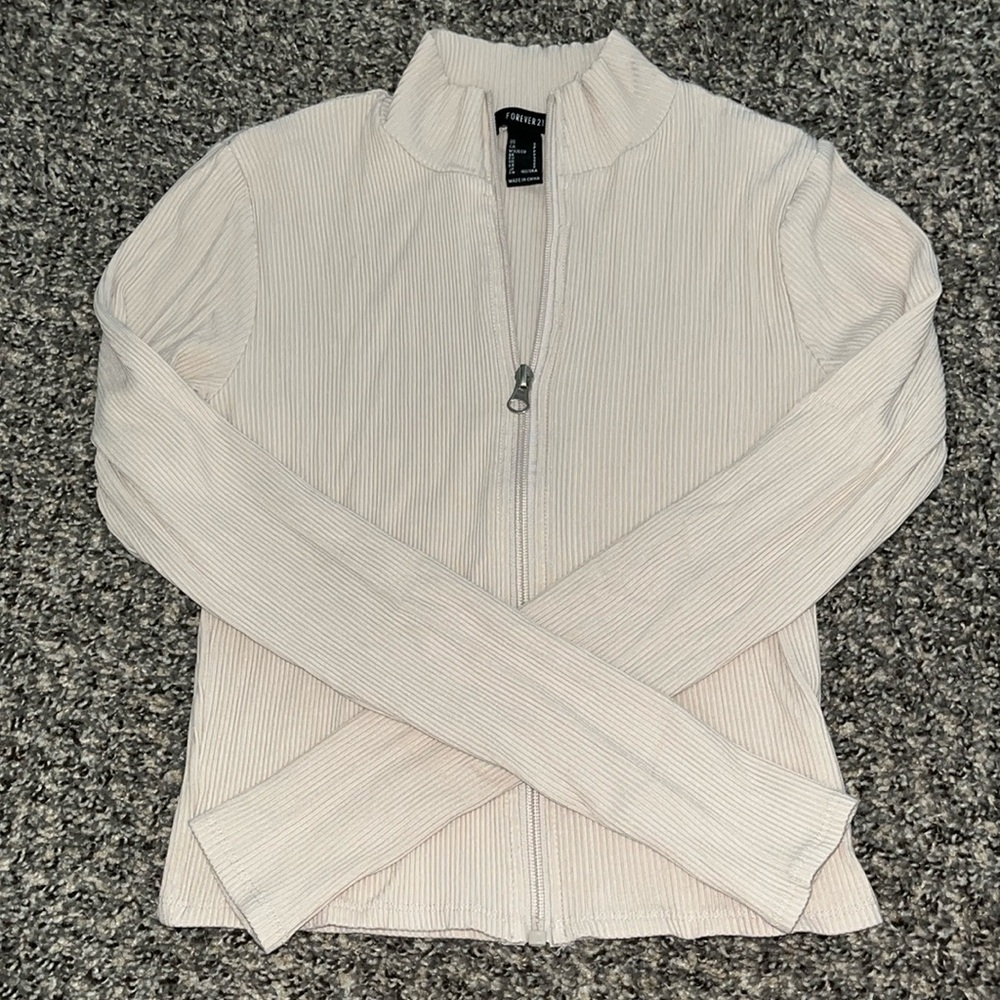 Ribbed Zipup crop top